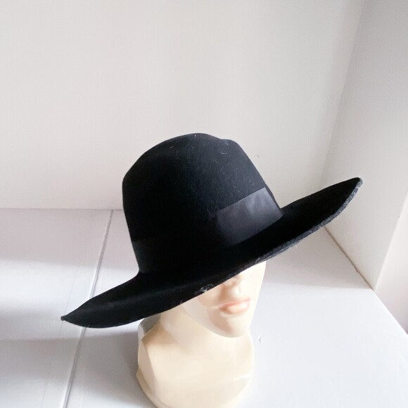 NWT Auxillary for Aritzia Black Classic Western Wide Brim Hat w Bow Detail S/M main image 6